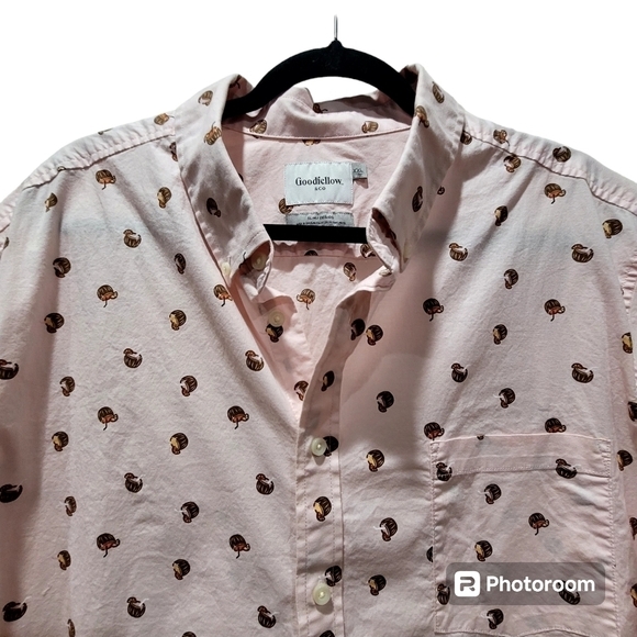 XXL Slim Pink Coconut Print Tropical Hawaiian Men's Shirt VCAY Party Summe - Picture 3 of 6